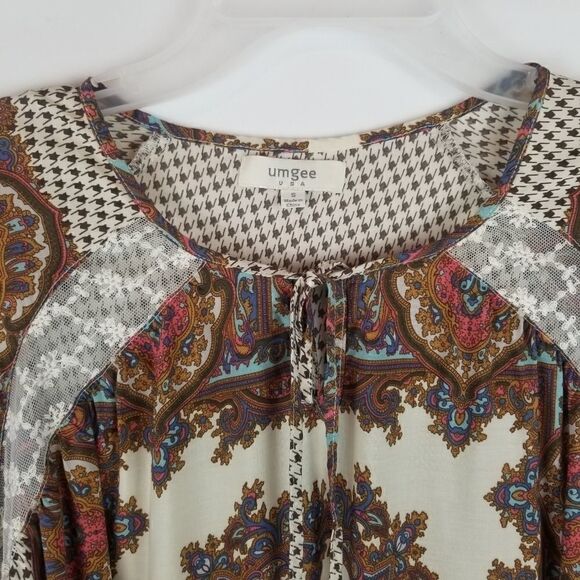 Cute UMGEE USA BOHO TOP WITH FRONT TIE. FLORAL DESIGN. SIZE S. - Picture 8 of 14